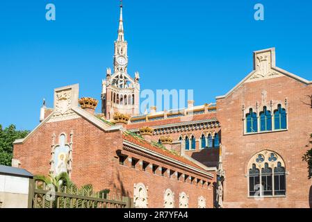 Bâtiments de l'ancien Hôpital de la Sainte-Croix et Saint-Paul, Hôpital de la Santa Creu i Sant Pau. Le célèbre bâtiment, conçu en catalan Banque D'Images