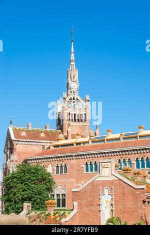 Bâtiments de l'ancien Hôpital de la Sainte-Croix et Saint-Paul, Hôpital de la Santa Creu i Sant Pau. Le célèbre bâtiment, conçu en catalan Banque D'Images