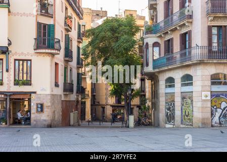 Barcelone quartier El Born. L'ancienne partie historique est déterminée par ses rues étroites et ses bâtiments. Voici de nombreuses attractions touristiques à visiter Banque D'Images