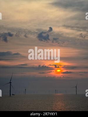 Éolienne, sur un parc éolien. Mer du Nord Banque D'Images