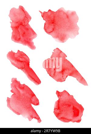 Taches d'aquarelle rouges. Formes Photoshop. Arrière-plan aquarelle. Papier. Abstraction. Banque D'Images