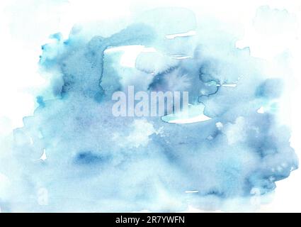 Fond bleu aquarelle fait main. Texture du papier Banque D'Images