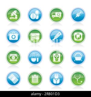 Services médicaux, hospitaliers et de soins de santé - icônes vector icon set Illustration de Vecteur