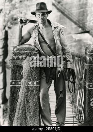 L'acteur américain Harrison Ford dans le film Indiana Jones et le Temple de Doom, USA 1984 Banque D'Images