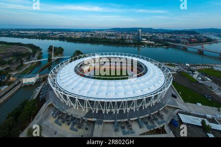 Centre national d'athlétisme de Budapest, Hongrie. Cette région fait partie du quartier de Csepel dans la capitale de la Hongrie. Ce lieu hôte du monde à Banque D'Images