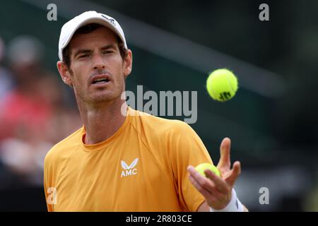 18th juin 2023; Nottingham tennis Centre, Nottingham, Angleterre: Rothesay Nottingham Open, jour 7; Andy Murray pendant son match avec Arthur Cazaux dans la finale des hommes célibataires Banque D'Images