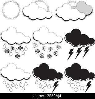Symboles synoptiques pour différentes conditions météorologiques. Illustration vectorielle. Illustration de Vecteur