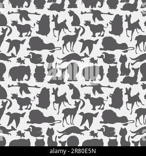 Silhouettes d'animaux sans couture Illustration de Vecteur