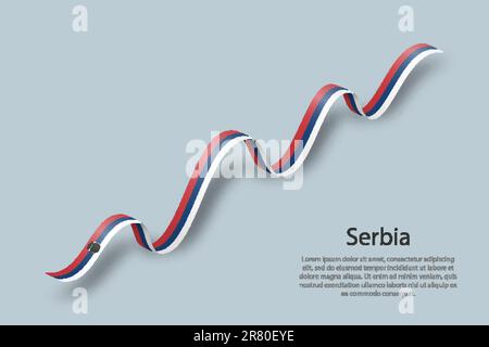 Ruban ou bannière agitant avec drapeau de Serbie. Modèle pour le jour d'indépendance Illustration de Vecteur