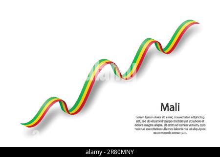 Ruban de tissage ou bannière avec drapeau du Mali. Modèle pour le jour d'indépendance Illustration de Vecteur