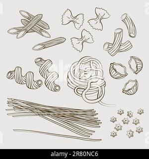 dessin à la main de dessin vectoriel de pâtes en vecteur et illustration Illustration de Vecteur