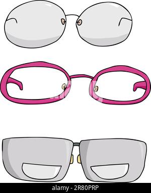 Trois types de lunettes dessins animés sur fond blanc Illustration de Vecteur