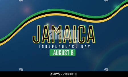 Jour de l'indépendance de la Jamaïque. Les vacances sont célébrées chaque année sur 6 août. Affiche vectorielle drapeau jamaïcain et bannière. Illustration de Vecteur