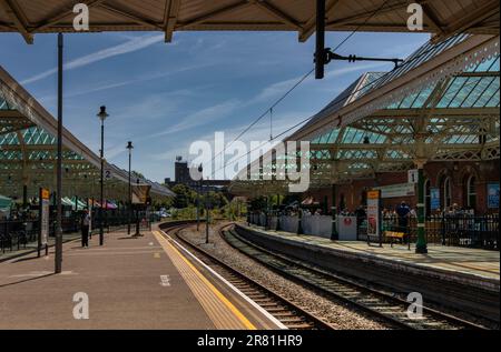 Tynemouth est une station de métro Tyne and Wear, desservant la ville côtière de Tynemouth, North Tyneside à Tyne and Wear, en Angleterre. Banque D'Images