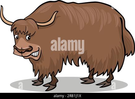 Cartoon illustration de bull yak asiatique Illustration de Vecteur