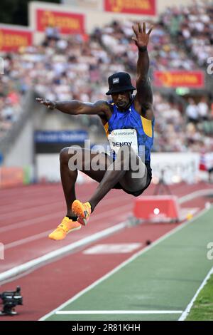 Le marquis Dendy (USA) se classe deuxième du saut en longueur à 27-1 1/4 (8.26m) lors des Jeux de Bislett, jeudi 15 juin 2023, à Oslo, Norvège. (Jiro Mochizuki/image du sport) Banque D'Images