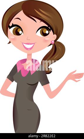 Brunette femme d'affaires montrant quelque chose. Vecteur Illustration de Vecteur