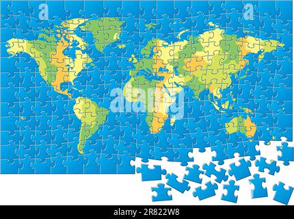 Puzzle de la carte du monde. Illustration vectorielle Illustration de Vecteur