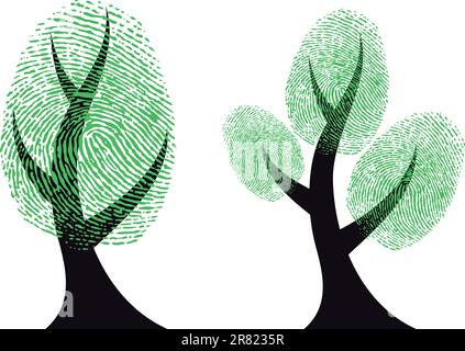 Arbre avec empreinte verte feuilles, vector background Illustration de Vecteur