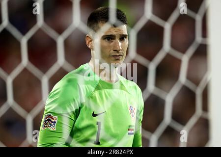 ROTTERDAM - le gardien de but de Croatie Dominik Livakovic lors du match final de la Ligue des Nations de l'UEFA entre la Croatie et l'Espagne à la Stadion de Kuip de Feyenoord sur 18 juin 2023 à Rotterdam, pays-Bas. AP | hauteur néerlandaise | MAURICE DE PIERRE Banque D'Images