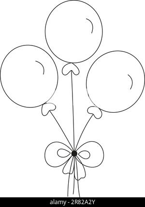 ballons à air chaud dessin simple pour illustration vectorielle de livre de coloriage Illustration de Vecteur