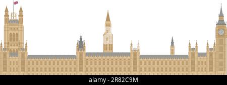 Palais de Westminster Chambres du Parlement avec Big Ben Clock Tower à Londres Illustration Illustration de Vecteur