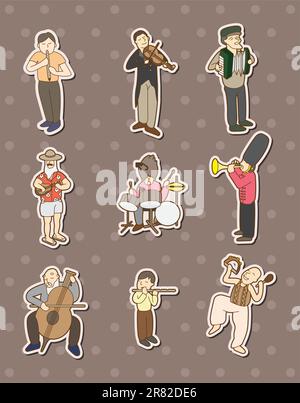 autocollants pour lecteur de musique Illustration de Vecteur