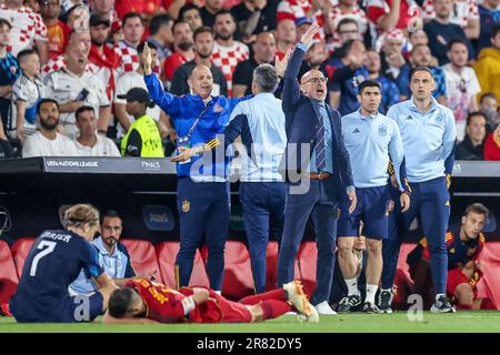 Rotterdam, pays-Bas. 18th juin 2023. ROTTERDAM, PAYS-BAS - JUIN 18: L'entraîneur-chef Luis de la Fuente d'Espagne réagit lors du match final de l'UEFA Nations League entre la Croatie et l'Espagne au Stadion Feijenoord de Kuip sur 18 juin 2023 à Rotterdam, pays-Bas (photo de Henk Jan Dijks/ Orange Pictures) Credit: Orange pics BV/Alay Live News Banque D'Images