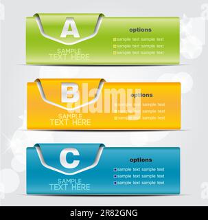 bannière colorée sur la description du produit, et plus d'options Illustration de Vecteur