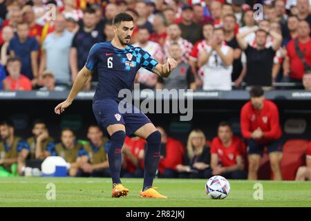 Rotterdam, pays Bas. 18th juin 2023. Josip Sutalo de Croatie lors de la Ligue des Nations de l'UEFA 2023, finale du match de football entre la Croatie et l'Espagne sur 18 juin 2023 au Stadion Feijenoord 'de Kuip' à Rotterdam, pays-Bas - photo Jean Catuffe/DPPI crédit: DPPI Media/Alamy Live News Banque D'Images