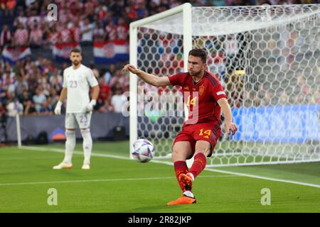 Rotterdam, pays Bas. 18th juin 2023. Aymeric Laporte, d'Espagne, lors de la Ligue des Nations de l'UEFA 2023, finale du match de football entre la Croatie et l'Espagne sur 18 juin 2023 au Stadion Feijenoord 'de Kuip' à Rotterdam, pays-Bas - photo Jean Catuffe/DPPI crédit: DPPI Media/Alamy Live News Banque D'Images