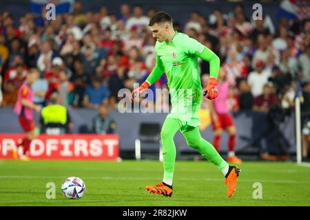 Rotterdam, pays Bas. 18th juin 2023. Dominik Livakovic, gardien de but croate, lors de la Ligue des Nations de l'UEFA 2023, finale du match de football entre la Croatie et l'Espagne sur 18 juin 2023 au Stadion Feijenoord 'de Kuip' à Rotterdam, pays-Bas - photo Jean Catuffe/DPPI crédit: DPPI Media/Alamy Live News Banque D'Images