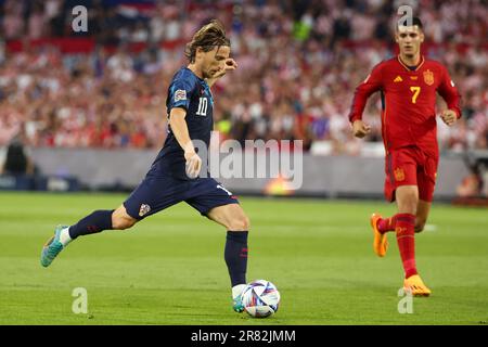 Rotterdam, pays Bas. 18th juin 2023. Luka Modric de Croatie lors de la Ligue des Nations de l'UEFA 2023, finale du match de football entre la Croatie et l'Espagne sur 18 juin 2023 au Stadion Feijenoord 'de Kuip' à Rotterdam, pays-Bas - photo Jean Catuffe/DPPI crédit: DPPI Media/Alamy Live News Banque D'Images