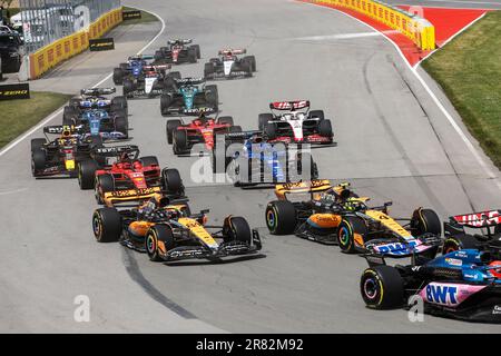 Montréal, Canada. 18th juin 2023. Début de la course, départ, 81 PIASTRI Oscar (aus), McLaren F1 Team MCL60, action 04 NORRIS Lando (gbr), McLaren F1 Team MCL60, action pendant le Grand Prix Pirelli de Formule 1 du Canada, 8th tour du Championnat du monde de Formule 1 2023 de 16 juin à 18, 2023 sur le circuit Gilles Villeneuve, à Montréal, Canada - photo Xavi Bonilla/DPPI crédit: DPPI Media/Alay Live News crédit: DPPI Media/Alay Live News Banque D'Images