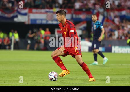 Rotterdam, pays Bas. 18th juin 2023. Alvaro Morata d'Espagne lors de la Ligue des Nations de l'UEFA 2023, finale du match de football entre la Croatie et l'Espagne sur 18 juin 2023 au Stadion Feijenoord 'de Kuip' à Rotterdam, pays-Bas - photo Jean Catuffe/DPPI crédit: DPPI Media/Alamy Live News Banque D'Images