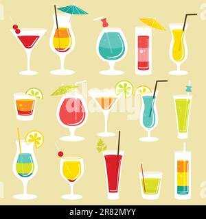 Ensemble de cocktails, illustration vectorielle Illustration de Vecteur