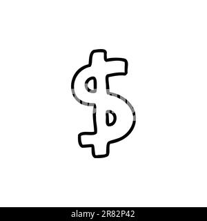 Devise esquissée argent symbole financier dollar usd. Illustration vectorielle à la main, style de dessin animé isolé sur fond blanc. Pour typograp Illustration de Vecteur