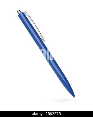 Nouveau stylo bleu élégant isolé sur blanc Banque D'Images