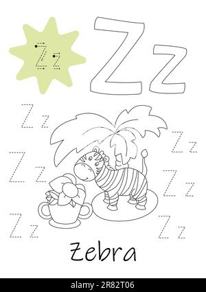 Livre de coloriage - copybook pour les enfants. Lettre Z Illustration de Vecteur