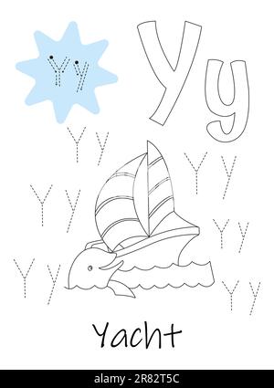 Livre de coloriage - copybook pour les enfants. Lettre y Illustration de Vecteur