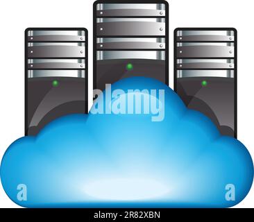 Serveur Cloud. Illustration vectorielle du concept de cloud computing avec des serveurs dans le cloud Illustration de Vecteur