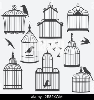 Silhouette de cages d'oiseaux, illustration vectorielle Illustration de Vecteur