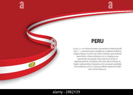 Drapeau d'onde du Pérou avec arrière-plan copyspace. Modèle vectoriel de bannière ou de ruban Illustration de Vecteur