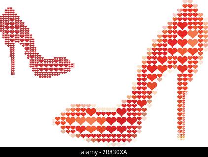 chaussure avec motif coeur rouge, fond vectoriel Illustration de Vecteur