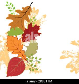 Carte de vœux abstraite colorée feuille d'automne sur fond blanc Illustration de Vecteur