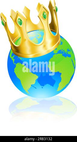 World globe portant une couronne, roi du monde ou concept champion Illustration de Vecteur