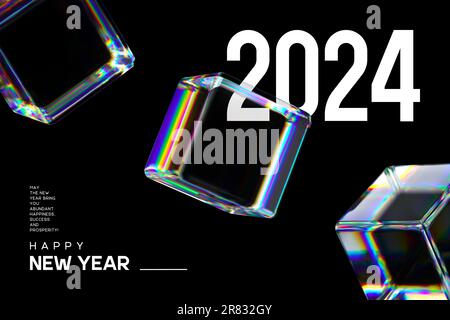 Concept noir abstrait du nouvel an 2024 Illustration de Vecteur