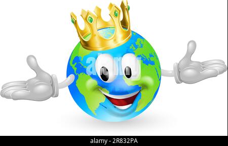 Illustration d'un mignon heureux roi du monde mascot homme portant une couronne d'or Illustration de Vecteur