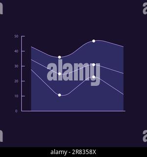 Modèle de graphique infographique à zones remplies pour le thème sombre Illustration de Vecteur