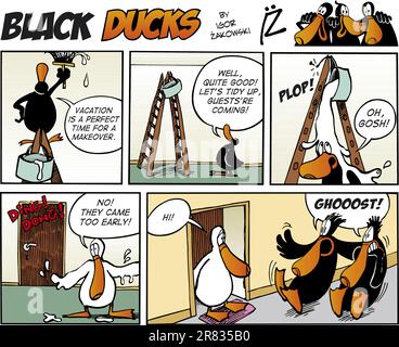 Les canards noirs Histoire comique épisode 73 Illustration de Vecteur